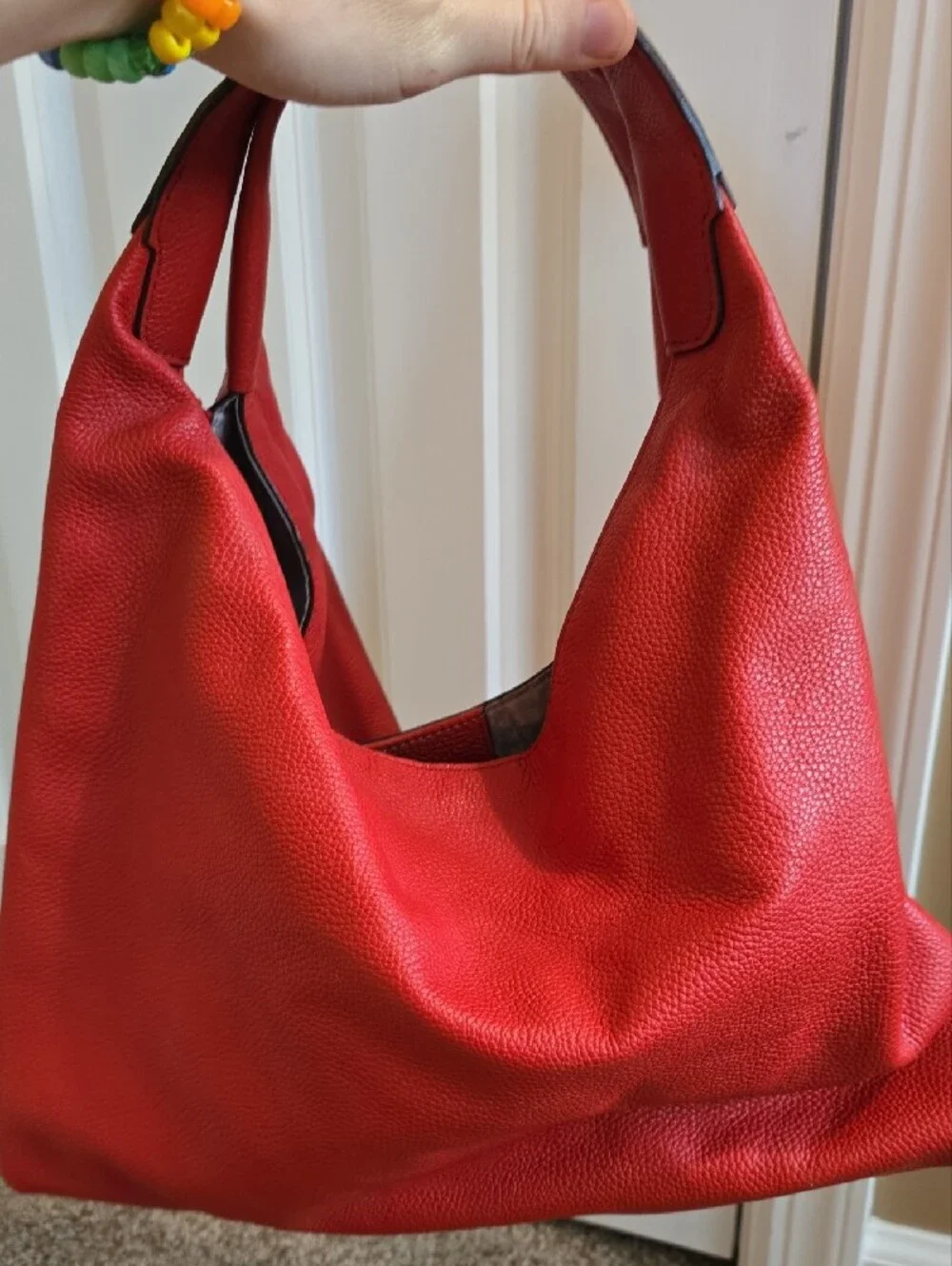 kate spade red pebbled leather hobo with gold hardware